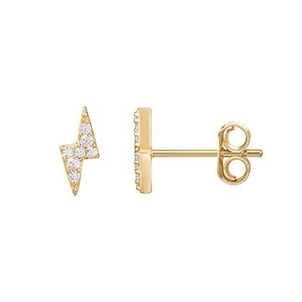 3193 18K Gold Plated 925 Sterling Silver Celestial Lightning Bolt, Moon